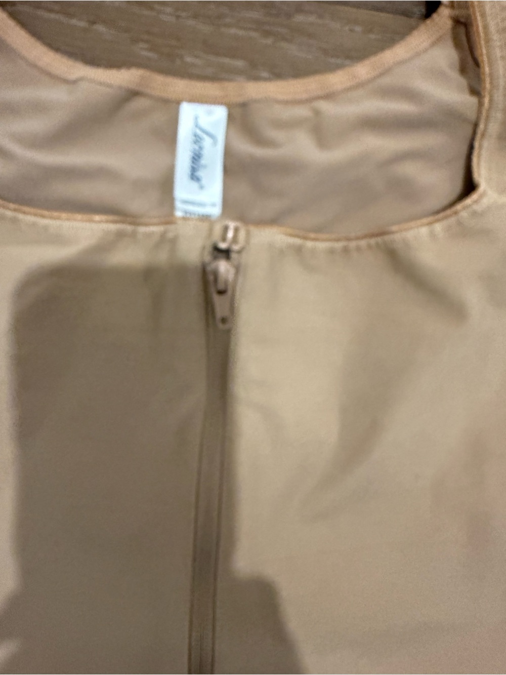 Beige Firm-Shape High-Waist Bodysuit with Front Zip Lift post op - Picture 5 of 13
